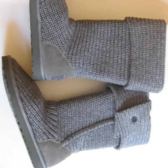 NWOT Sz 8 Ugg Women's Classic Cardy Knit Winter Boots Grey - Picture 9 of 16